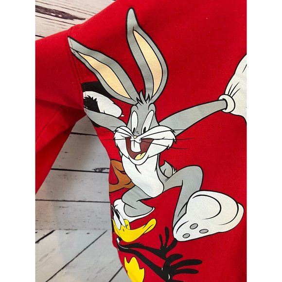 Looney Tunes Sweatshirt Pullover Red XXL 2XL 2X 19 Red Vintage Double Sided - Picture 6 of 11